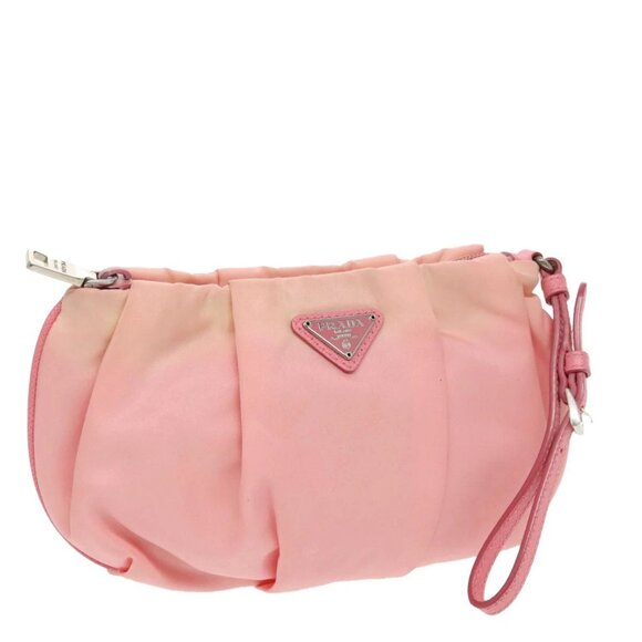 PRADA Pouch Nylon Pink Silver Auth hk1709 - Picture 1 of 16
